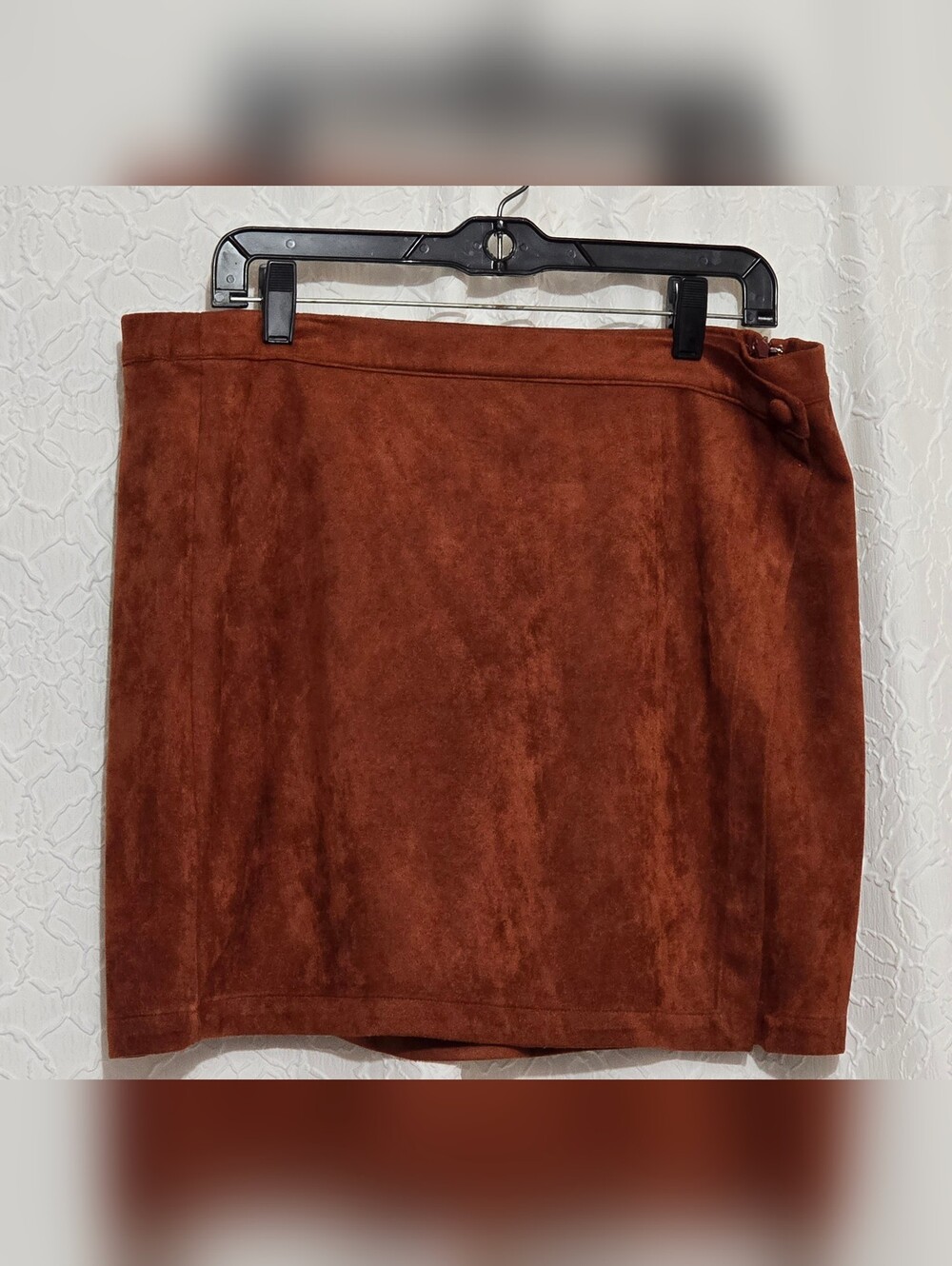 Skies are Blue Skirt Womens XL Rust Brown Faux Suede Side  Zip Boho